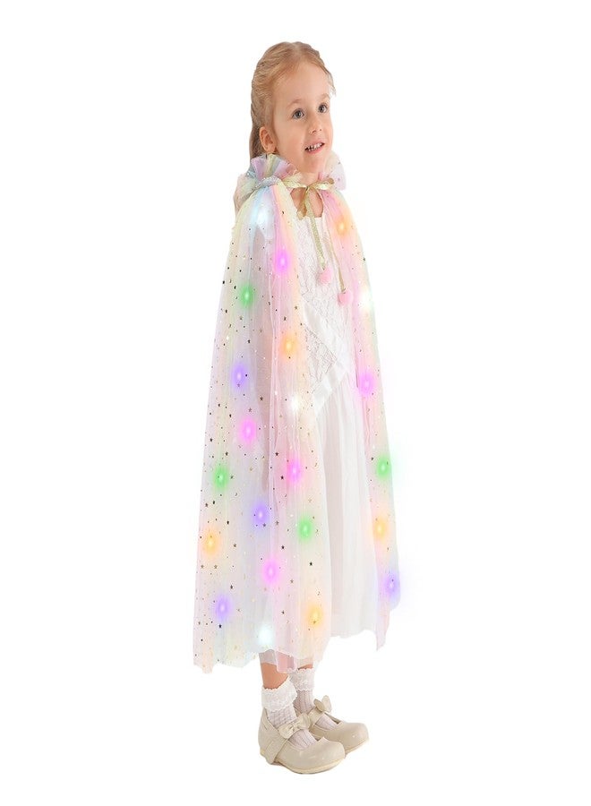 HSCTEK Light Up Princess Cape, Rainbow Princess Dress up Tulle Cape, Coloful Princess Outfit Costume Accessories Kids Toddlers Girls - Image 3